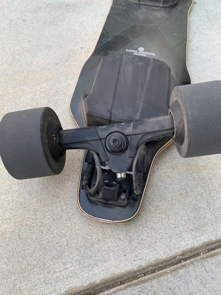 Broken electric skateboard rear baseplate